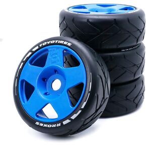 103mm RC Car Tires Front and Rear Tires with 17mm Hex for 1/8 Scale on Road RC Rally Car 4pcs（Blue）