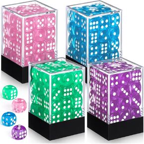 144 قطعة 12 مم 6 من جانب النرد المصغرة مجموعة ألعاب الطاولة في الفصل الدراسي D6 D6 DICE مع مربع بلاستيكي محمول ل Bunco أو تعليم الرياضيات (اللون النقي)