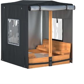 غطاء صندوق الرمل ، 48 "W × 48" D x 48 "H ، 420D مقاوم للماء الثقيل وغطاء رمل خشبي مقاوم للأشعة فوق البنفسجية للأطفال رمل خشبي للأطفال مع مظلة ومقعد قابل للطي. أسود ، (صندوق الرمل غير متضمن)