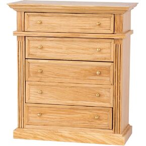 Waldosia 1:12 Scale Dollhouse Miniature Oak 5-Drawer Dresser (Finished)
