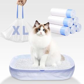 60 حزمة Jumbo Cat Sterter أكياس - 3mil 3 ملايين خطوط سميكة سميكة مضاد للقمامة لاترات ، 37 "x18" شباط الطبقات القمامة شديدة التحمل لصندوق القمامة التلقائي ، والتحكم في الرائحة يمكن التخلص من أكياس القمامة 6 لفة