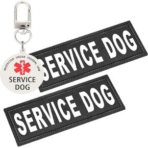 MyDeeryoo Service Dog Patch for Harness ، علامة معرف الكلب الخدمة بسهولة إلى ذوي الياقات البيضاء ، تسخير ، سترة ، أسود