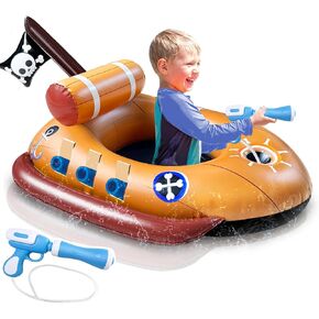 Amenon 1 Pack Kids Kids قابلة للنفخ قراصنة بركة سباحة تطفو مع بنادق بخاتا مائية من 3 إلى 11 سنة ، ألعاب حمام السباحة في الهواء الطلق الصيفية ، تفجير عوامات للفتيان الفتيات