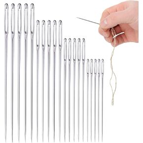 Big Eye Long Sewing Needle, 20pcs Large Eye Embroidery Needles, 4 Sizes Sharp Point Stitching Needles 2.3" 3" 3.5" 4" (Sewing Needles)