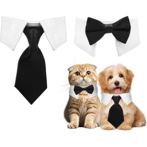 2 PCS أسود حيوان أليف ربطة عنق طوق إكسسوارات الأزياء الرسمية للكلاب القطط الأنيقة زفاف Bowtie Grooming Necktie لطيف Tux قابلة للتعديل من الياقات
