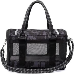 Airline Approved Pet Carrier for Small Dogs & Cats Soft-Sided, TSA Approved, Under Seat Travel & Gym Bag, Fits Pets Up to 20 lbs Includes Leash, Camo & Orange, Lightweight & Portable (Camo Orange)