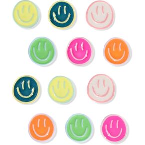 Mymazn 12Pcs Fridge Magnets Cute Refrigerator Magnets, Colorful Magnets for Whiteboard Cabinet Locker, Resin Smile Face Decorative Magnets for Classroom Kitchen Office