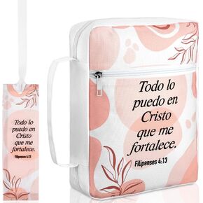 Spanish Bible Cover Case for Women Forros para Biblias De Mujer Bible Carrying Bag with Handle Boho Scripture Bookmark Biblical Study Accessories for Women Church Catholic Religious Gift