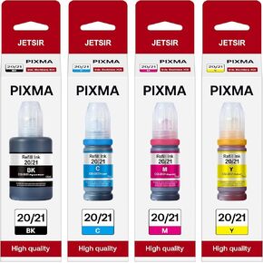 GI-20 GI-21 Ink Refill Compatible for Canon GI20 GI21 Ink Refill Bottles Kit for Canon PIXMA G6020 G7020 G5020 G5030 G3260 G3270 G2260 G1220 G1230 G2270 MegaTank, 4-Pack (170ML Black, 70ML per Color)