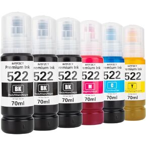 Compatible Epson T522 522 Ink Refill Bottles for Ecotank ET-2803 ET-2720 ET4800 ET-2800 ET-2760 ET-4760 ET-2750 ET-3760 ET-2850 ET-15000 ET-4700 ST-4000 ST-2000 ET-3710 Printer(3BK C M Y)