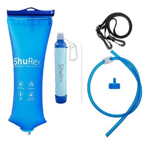 ShuRex Gravity Fed Water Filtration System with Adjustable Tree Strap, 1.5 Gal Large Gravity Bag with Filter Straw, Water Purifier Survival for Travel, Backpacking, and Emergency Preparedness (6L)