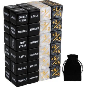 48 PCS MTG DICE GUBNERS BLUK TILLAIN TILLOW TOMBLAY CONFER MARBLE LIFE TOKENS DICEN