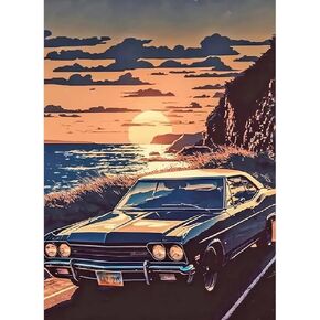 BOHADIY Beach Diamond Painting Kits for Adults Beginners Car Plant Diamond Art Kits for Adult,Sunset Gem Art Kits for Adults for Gift Home Wall Decor Gifts 12x16inch