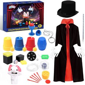 Skirfy Magic Tricks-Magic Kit for Kids Age 6-8,Magic Set with Magician Costume,Magic Wand, for Kids Boys Girls Ages 6 7 8 9 10 11 12