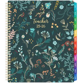 Teacher Planner 2025-2026 - Teacher Lesson Planner 2025-2026, from July 2025 to June 2026, 9" x 11", Spiral Bound,Lesson Plan Book with Colourful Monthly Tabs, Inner Pocket
