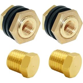 Joywayus 2Set Brass Male Bulkhead Kit Include 1/4" NPT Female 1/2" Male Water Tank Connector Threaded And 1/4" NPT Male Outer Hex Head End Pipe Plug with Rubber Gasket