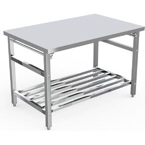48 x 30 Inch Stainless Steel Folding Table for Prep & Work, NSF Commercial Heavy-Duty Stainless Steel Kitchen Island with Undershelf for Restaurant and Home