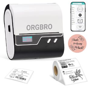 ORGBRO Label Maker Machine with Tape, Z3 Barcode Label Printer, 2-3 Inch Bluetooth Portable Thermal Printer for Small Business, Office, Home Organization, Compatible with Phones & PC