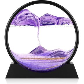 Gekety Moving Sand Art Picture - Round Glass 3D Sea Sandscape - 3D Quicks و Decor Decor - Royating Home Decoration Desist Toys of Office ، Home ، Desk ، Mantle ، Bookshelf - (Blue ، 7 in)