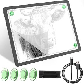 Yingwond 9000Lux A4 Traceable Tracing Light Box مع علبة مبطنة ، لوح فن الماس اللاسلكي ، الأزرار المادية الجانبية والتصميم المغناطيسي ، وسادة ضوء محمولة للطلاء الماس ، والرسم
