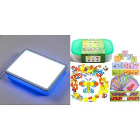 Odoorgames Bright LED Light Box - 16 " - Table Light for Kids ، 140 PCS Clocks Pattern Colls ، الأشكال الهندسية ، ألعاب شفافة