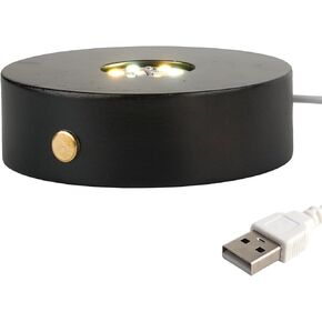 موقف شاشة LED مع اللمس تعتيم - 4 "قاعدة الضوء USB للديكور المنزلي ، الإضاءة الفنية الكريستال والزجاج - Dark Balck