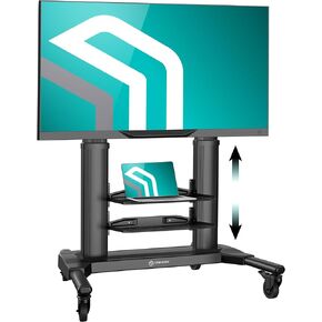 ONKRON Mobile TV Stand with Wheels Rolling TV Stand for 40-80 Inch TVs up to 122 lbs - Height Adjustable TV Cart with Shelves and Swivel Locking Caster Wheels TS2771+AWL75 (2 Items Bundle)