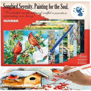 Quokka 10pack Painting Dementia أنشطة الكبار السن - Songbird Serenity - منتجات الزهايمر لكبار السن - أنشطة للأشخاص الذين يعانون من الخرف - الحرف من أجل كبار السن
