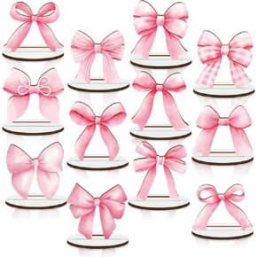 12 PCS PINK BOY CENTROPESES 3D COQUETTE Party Decorations 3.94 بوصة القوس الوردي القوس الخشبي المركزي لجداول لحفل زفاف العزف العازبة