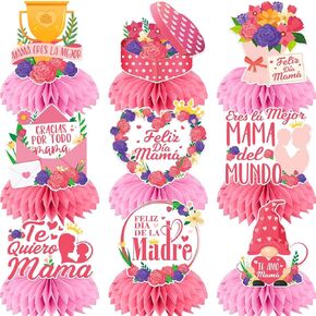 Feliz Dia de las Madres Decorations, 9 PCS Decoracion Para el Dia de las Madres, Pink Mothers Day Table Decorations-Mama Eres La Mejor
