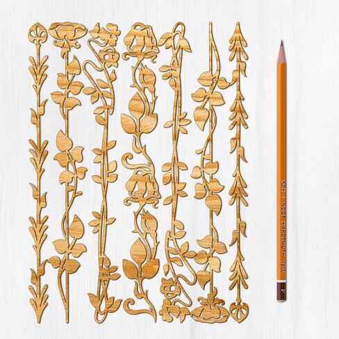 Ajoure Fine Lasercut Embelishments # Art Deco يترك زوايا الزهور الحدود القشرة الخشنة الخشبية الخشبية صورة ظلية للحرف in Kuwait