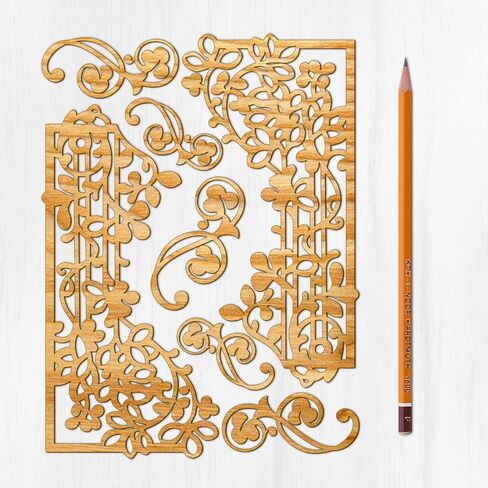 Ajoure Fine Lasercut Embelishments # Art Deco يترك زوايا الزهور الحدود القشرة الخشنة الخشبية الخشبية صورة ظلية للحرف in Kuwait
