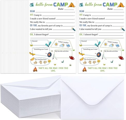 Janlaugh 80 PCS CAMP STANTERY SET (40 املأ الأوراق و 40 مغلفات مطابقة) أوراق قرطاسية معسكر وأظرف لكتابة رسائل فتيان للبنات (شخصية) in Kuwait