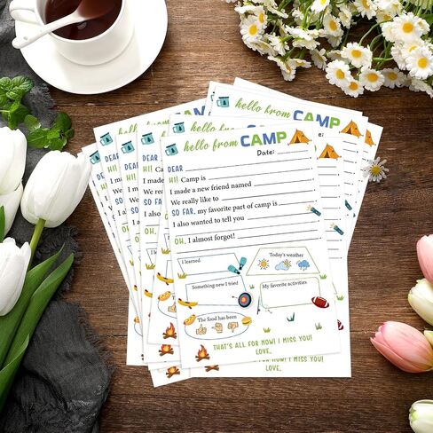 Janlaugh 80 PCS CAMP STANTERY SET (40 املأ الأوراق و 40 مغلفات مطابقة) أوراق قرطاسية معسكر وأظرف لكتابة رسائل فتيان للبنات (شخصية) in Kuwait