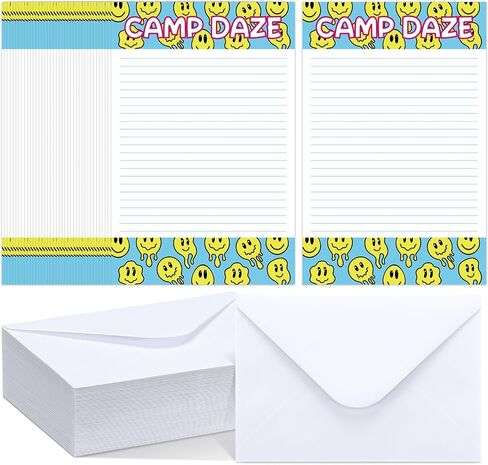 Janlaugh 80 PCS CAMP STANTERY SET (40 املأ الأوراق و 40 مغلفات مطابقة) أوراق قرطاسية معسكر وأظرف لكتابة رسائل فتيان للبنات (شخصية) in Kuwait