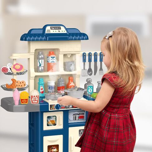 Play Kitchen for Girls & Boys - Realistic Toy Kitchen Set with Lights, Sounds, & Water Circulation for Ages 3-8 in Saudi Arabia