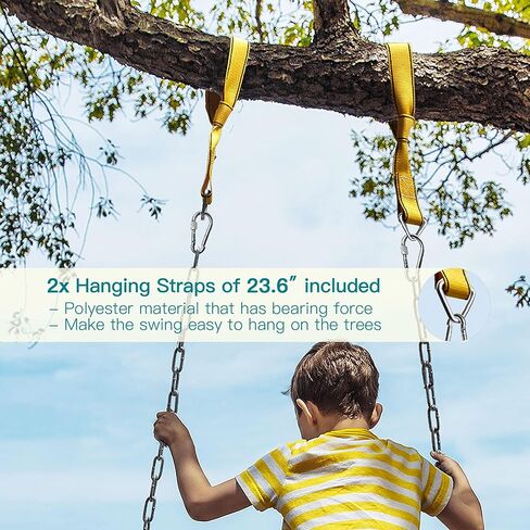 PACEARTH 2 Pack Swings Seats Holds 660lbs with 68.9 inch Anti-Rust Chains Plastic Coated 23.6 inch Tree Hanging Straps and Locking Buckles Playground Swing Set Accessories Replacement - Green in Kuwait