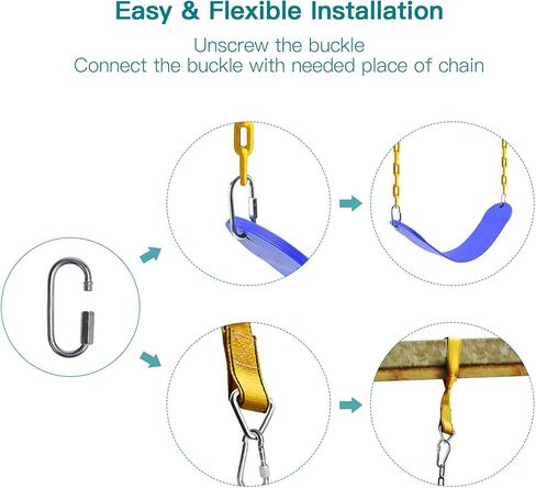 PACEARTH 2 Pack Swings Seats Holds 660lbs with 68.9 inch Anti-Rust Chains Plastic Coated 23.6 inch Tree Hanging Straps and Locking Buckles Playground Swing Set Accessories Replacement - Green in Kuwait
