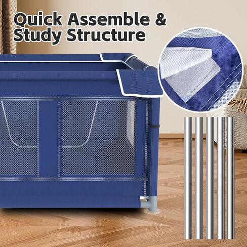 Dog Playpen, 42x42x25.6 Inches Foldable Portable Soft Puppy Playpen with Gate, Thickened Fabric Mesh Dog Fence with High-Strength Nylon Wire Mesh, Indoor Outdoor Breathable Exercise Pet Fence Cage in Saudi Arabia