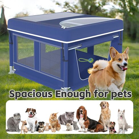 Dog Playpen, 42x42x25.6 Inches Foldable Portable Soft Puppy Playpen with Gate, Thickened Fabric Mesh Dog Fence with High-Strength Nylon Wire Mesh, Indoor Outdoor Breathable Exercise Pet Fence Cage in Saudi Arabia