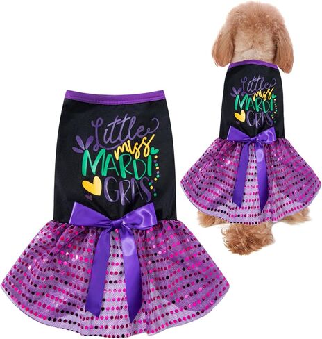 Happy Mother's Day Dog Dress Holiday Dog Clothes for Medium Dogs with Headband (Pink-one, Small) in Kuwait