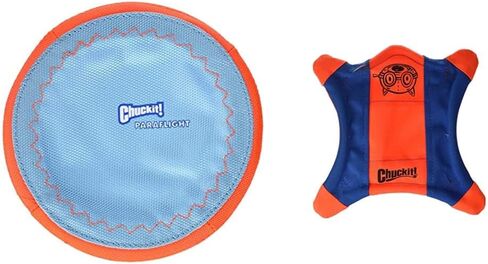 تشوكت! لعبة الكلب القرص الطيران Paraflight ، صغيرة (6.75 ") و Chuckit! Flying Squirrel Fetch Dog Toy ، Size Medium (9.5" قطرها) in Kuwait