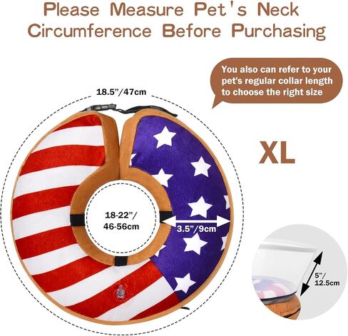 TDTOK Inflatable Dog Cone with Detachable Anti-Licking Shield, Flag Soft Dog E Collar After Surgery, Adjustable Inflatable Elizabethan Collar Pet Cone Alternative in Saudi Arabia