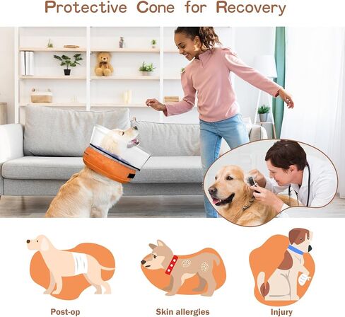 TDTOK Inflatable Dog Cone with Detachable Anti-Licking Shield, Flag Soft Dog E Collar After Surgery, Adjustable Inflatable Elizabethan Collar Pet Cone Alternative in Saudi Arabia