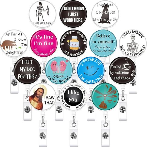 Geosar 16 Pieces Funny Nurse Badge Reel Retractable for Nurses Bulk Nurse Badge Clip Nurse Name Tag Medical Badge Holder for Nurse Women Men Office Teachers Students Graduation Gift(Fresh Style) in Saudi Arabia