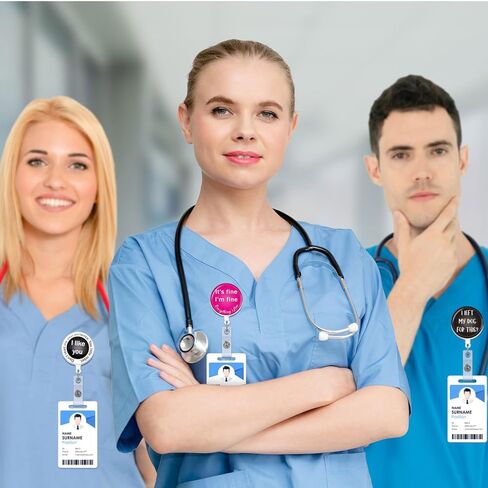 Geosar 16 Pieces Funny Nurse Badge Reel Retractable for Nurses Bulk Nurse Badge Clip Nurse Name Tag Medical Badge Holder for Nurse Women Men Office Teachers Students Graduation Gift(Fresh Style) in Saudi Arabia