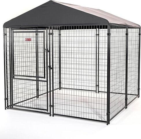 Lucky Dog Stay Series Studio Jr. Kennel – Premium Design, Waterproof and UPF 50+ Canopy Cover, All-Steel Frame, 4'W x 4'L x 4'4"H, Steel Grey in Saudi Arabia