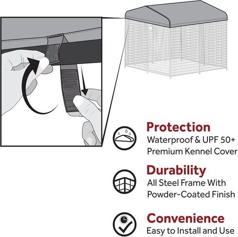 Lucky Dog Stay Series Studio Jr. Kennel – Premium Design, Waterproof and UPF 50+ Canopy Cover, All-Steel Frame, 4'W x 4'L x 4'4"H, Steel Grey in Saudi Arabia