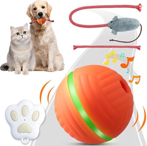 Interactive Dog Toys Dog Ball, Motion Activated Automatic Rolling Ball with Remote Control for Small/Medium/Large Dogs & Cats, Squeaky Dog Moving Ball Toys, Type-C Rechargeable (Fish) in Saudi Arabia