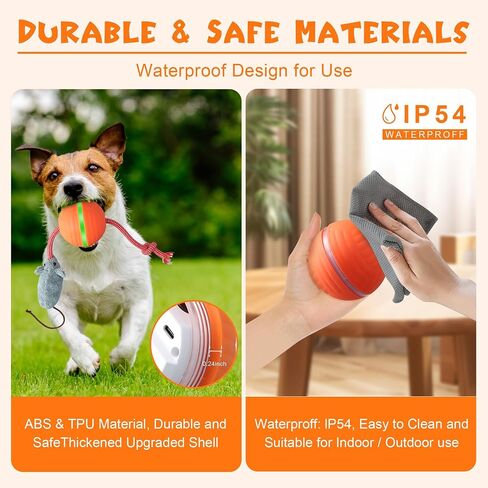 Interactive Dog Toys Dog Ball, Motion Activated Automatic Rolling Ball with Remote Control for Small/Medium/Large Dogs & Cats, Squeaky Dog Moving Ball Toys, Type-C Rechargeable (Fish) in Saudi Arabia